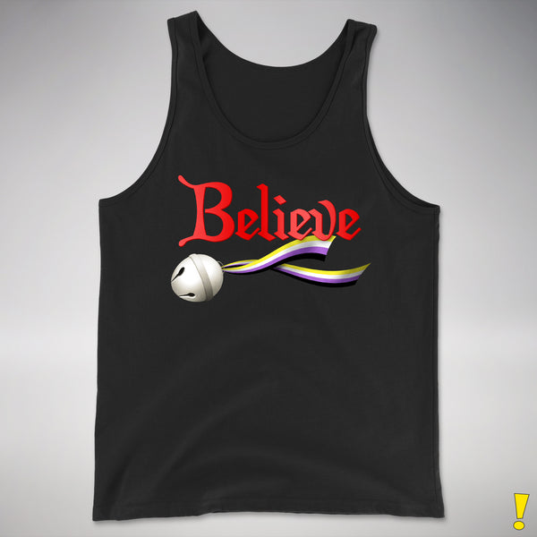 Believe Nonbinary Pride Jingle Bell Premium Tank Top - Black